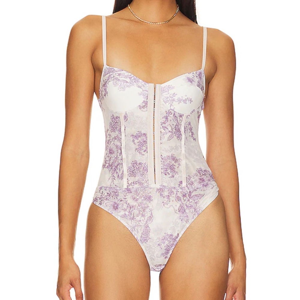 Free People Floral Corset Bodysuit